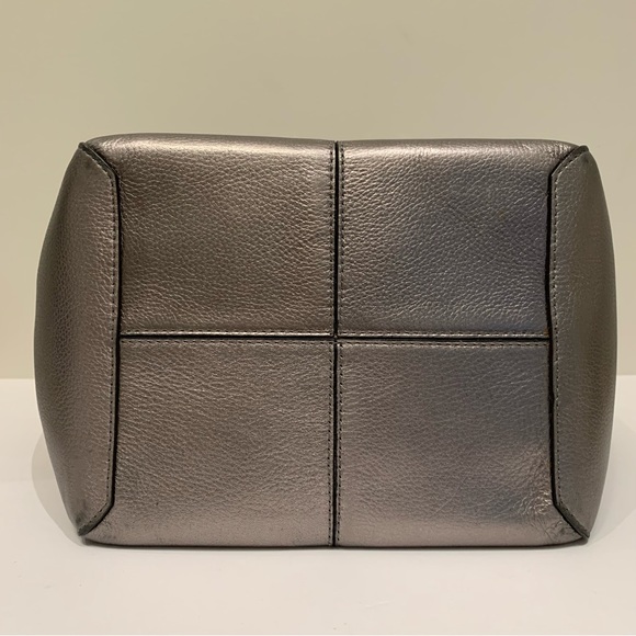 Kate Spade Metallic Pewter Double Handle Open Tote Bag, Silver Tone Hardware - Picture 6 of 15